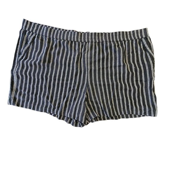 Nwt Sonoma Linen Blend Black Striped Mid Rise Mid thigh sz 4X - Picture 1 of 10